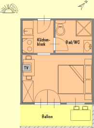 Apartment für 2 Personen im Erdgeschoss